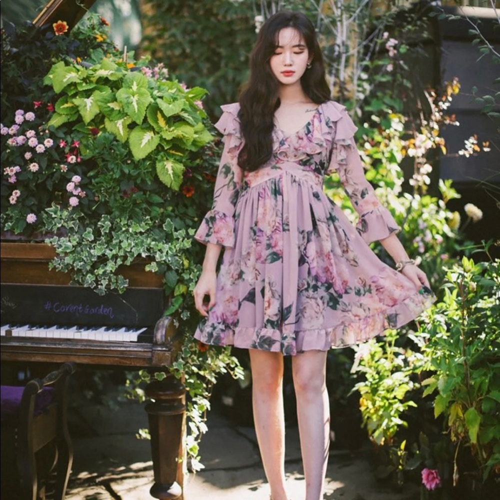 Milkcocoa Purple Rose Floral Dress